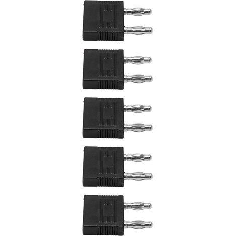 5 Stück J.20005 Doppel-Bananenstecker, 1 Buchse auf 2 Stecker, 14 mm Abstand, 4 mm Kurzschluss-Bananenstecker, Schwarz (1/5)