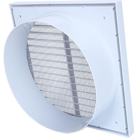 Grille de ventilation en plastique blanc, cache de sortie d'air pour aération, couvre-conduit d'évacuation d'air frais (125 mm) (1/5)