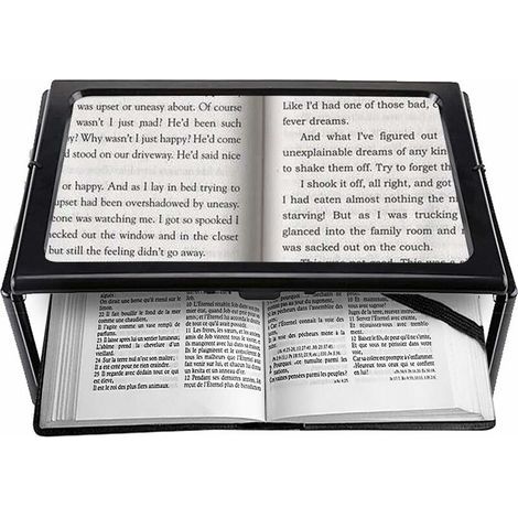 A4 Full Page Reading Magnifier Hands Free Rectangular Standing Magnifier with 4 LED Lamp 3X Magnification Lens for Reading for Elderly Seniors and Visually Impaired (1/5)