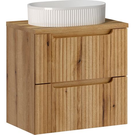 60 cm breiter Waschtischunterschrank mit 2 Schubladen, Riva Holz (1/5)
