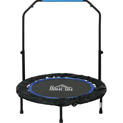 Klappbares Fitness-Trampolin mit verstellbarem Haltegriff Ø102 x 123 cm, Schwarz-Blau (1/5)