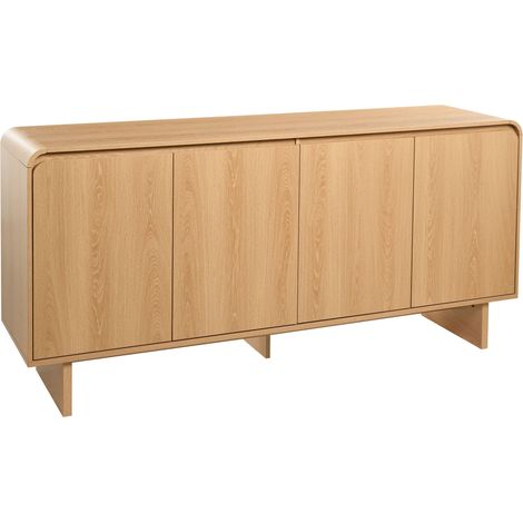 4-Door Sideboard Light Brown Particle Board Paper Veneer Living Room DELORAINE (1/5)