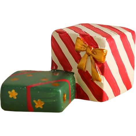 Décoration de paysage de Noël avec boîte-cadeau arbre en résine pour aquarium, ornement de fête