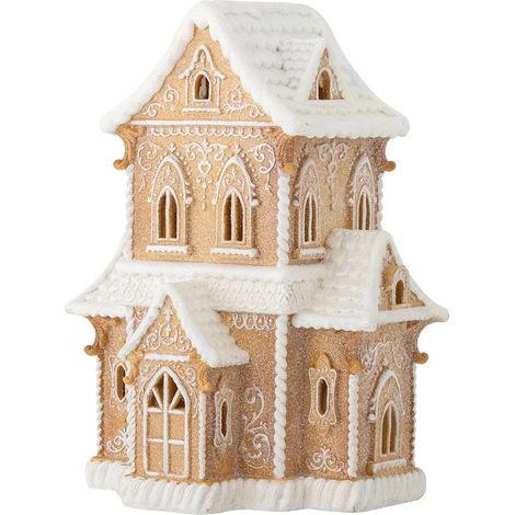 [NEUWERTIG] B-Ware Bloomingville Dekohaus Häuschen Weihnachtsdekoration Licht Braun Polyresin 37cm (1/2)