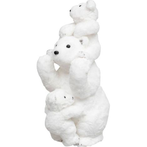 Fééric Lights And Christmas – Déco de Noël ours et oursons blancs floqués – Dimensions 52 x 27 x 22 cm – Matière polystyrène – Décoration festive intérieure (1/5)
