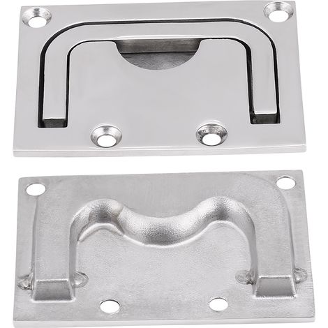 Poignée de levage et tirage encastrée pour trappe de coffre bateau yacht en acier inox 316 argenté 7.5x5.6 cm 1 pièce (1/5)