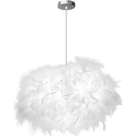 Lustre D'Intérieur Moderne Ø45CM Lampe À Suspension Romantique Nordique Suspension Luminaire En Plumes Blanches Pures E27 (1/4)