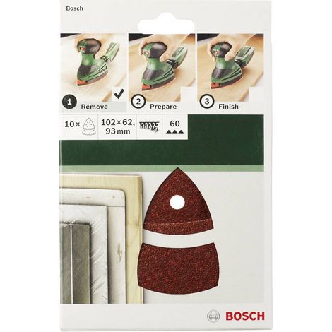 BOSCH - 10 FOGLI ABRASIVI 102x62,93 PERPALMARI G 80 11 FORI (1/2)