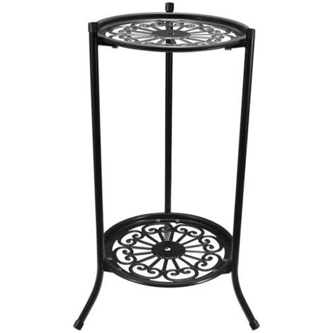 Pair - Support pour plantes en pot en fer noir – Double couche – Étagère à plusieurs niveaux – 50x24 cm pour plantes lourdes d'intérieur et extérieur (1/5)