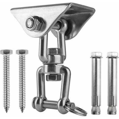 Triomphe Innovant Crochet De Plafond avec 304 Acier Inoxydable 500KG Capacité 360° Rotation, Suspension pour Béton Bois Ensembles, Chaise accrochante, Lampe accrochante, Hamac, Yoga, avec 4 Vis (1/5)