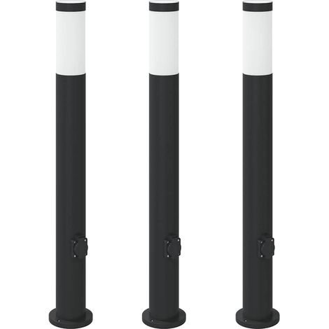 Balizas de luz con toma de corriente, 3 unidades, 80 cm, acero inoxidable, IP44 vidaXL