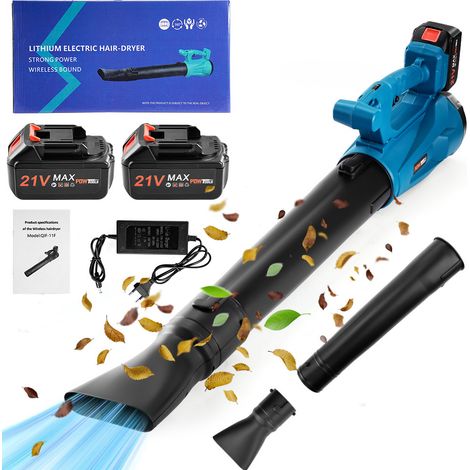 Souffleur de Feuilles sans Fil Puissant avec 2 Batteries 21V 3.0Ah 6 Vitesses Réglables 540m³/h 270°Pivotant pour Jardin