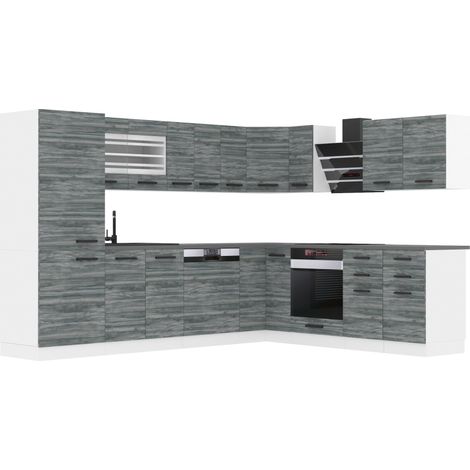 Belini Cuisine Equipee Complete Julie Muebles de Cuisine Complets. L-Forme Cuisine. Cuisine Complete sans Plan de Travail, chêne Glamour (1/4)