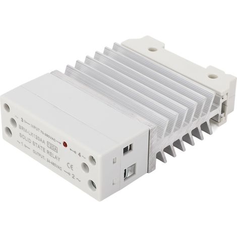 Relais statique monophasé 120A AC-AC, dissipateur inclus, montage sur rail DIN, entrée 70-280VAC, sortie 24-480VAC, module SSR industriel (1/5)