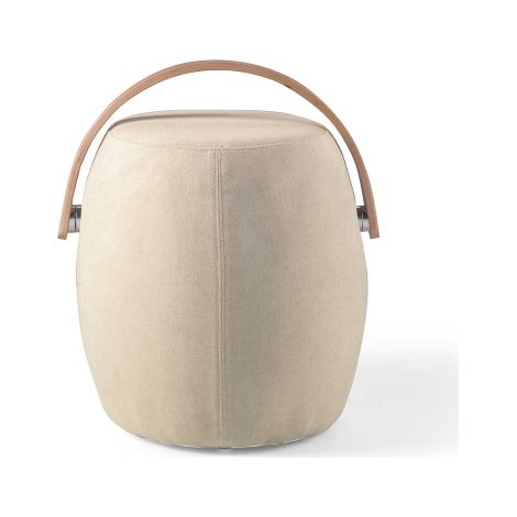 Pouf in tessuto Beige 54 cm con manico in legno LOU (1/2)