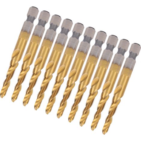10 forets taraudeurs HSS 6,1 à queue carrée hexagonale, revêtement titane, composite M5, outils à main (1/5)