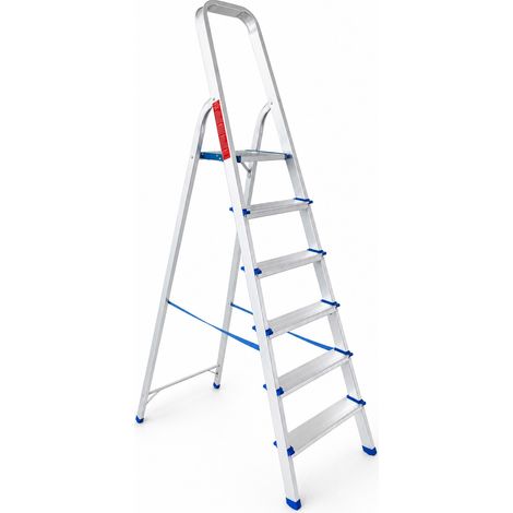 Scala Pieghevole in Alluminio 6 Gradini Piattaforma Antiscivolo Portata 150 KG (1/4)