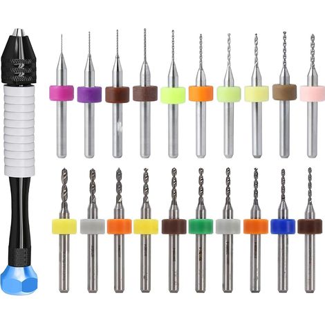 Mini Perceuse à Main Drill 20Pcs PCB Micro Forets0,1 à 1,0mm et 1,1 à 2,0mmCarbure de Tungstène Micro Forets Set,Forets Hélicoïdaux Adjustable Pour Outils de Forage,Outils Rotatifs,Gravure (1/5)