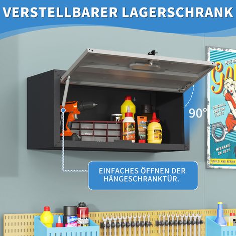 Armoire métallique murale verrouillable, placard suspendu en acier pour rangement outillage, idéal garage, cave, atelier, cuisine, dimensions H 34,5 × L 75 × P 30 cm. (1/5)