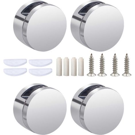 Quatre supports muraux pour miroir, dotés de clips robustes en alliage de zinc, permettent une installation facile et sécurisée sur diverses surfaces. (Grande taille) (1/5)