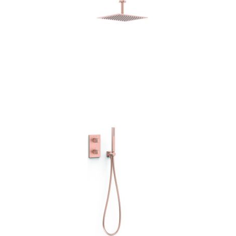 Kit robinet thermostatique encastré 2 voies pour douche Therm-box Or Rose Mat 24K - TRES 21135003OPM