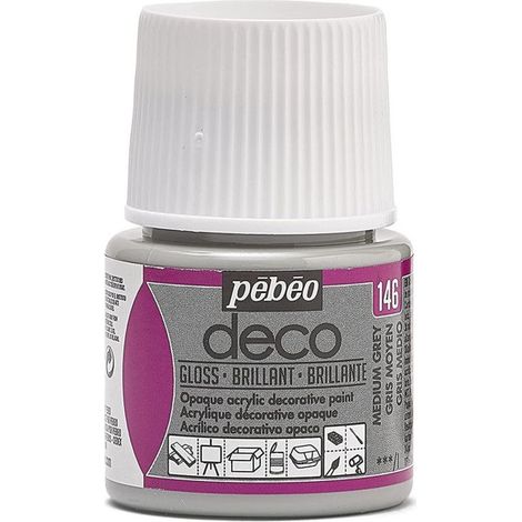 Peinture acrylique - P.BO - Déco - 45 ml - Brillant - Gris Moyen