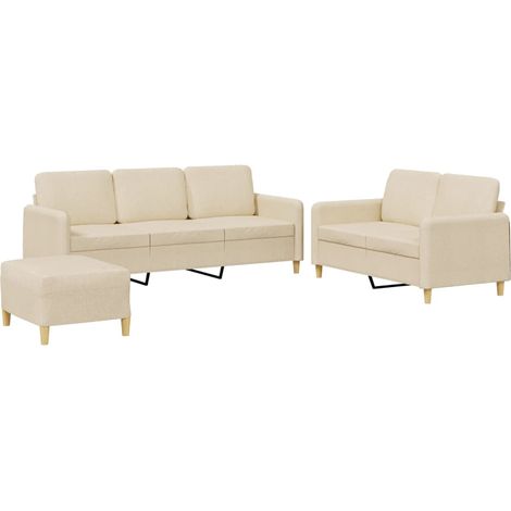 Maison Exclusive - Set di Divani 3 pz con Cuscini Crema in Tessuto