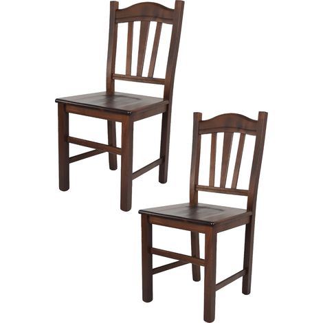 Tommychairs - Set 2 sedie modello Silvana per cucina bar e sala da pranzo, robusta struttura in legno di faggio color noce scuro e seduta in legno