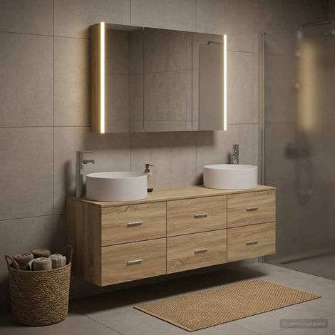 vidaXL Bathroom Furniture Set 4 pcs Sonoma Oak (1/5)