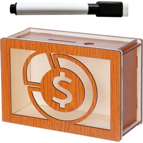 Boîte à Compter Économies en Bois Monnaie Symbole 10000 - Caisse de Rangement avec compteur numérique pour enfants et adultes (1/5)