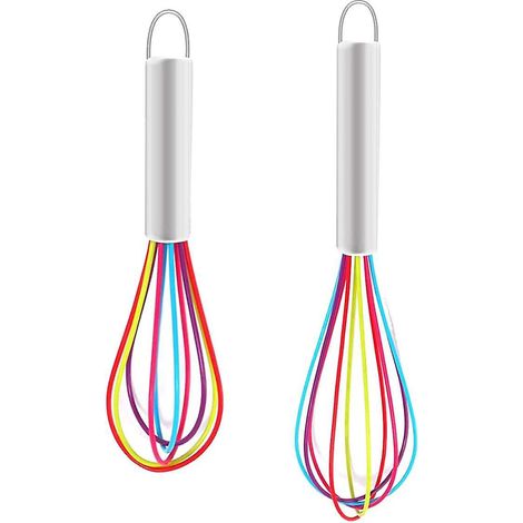 lot De 2 Fouets En Silicone (25,4 Cm Et 20,3 Cm), Ensemble De Mini Fouets, Fouet De Cuisine, Fouet En Mtal, Fouet De Cuisine Rsistant La Chaleur (1/5)