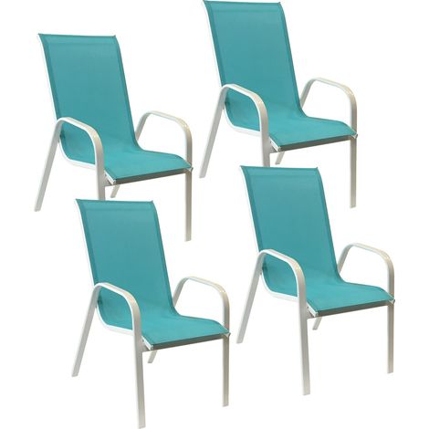 Set di 4 sedie MARBELLA in textilene blu - alluminio bianco