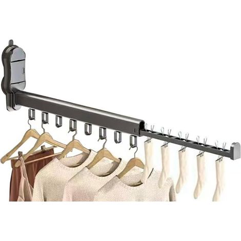 Séchoir à linge mural sans perforation avec ventouse, séchoir à linge pliable à 90° en alliage d'aluminium, adapté à une utilisation intérieure et ext