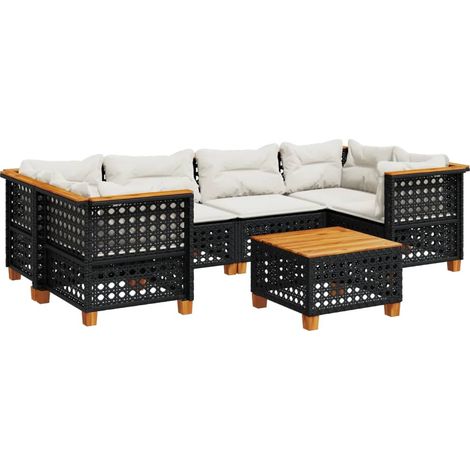 Maison Exclusive - Set Divani da Giardino con Cuscini 7pz Nero Polyrattan (1/5)