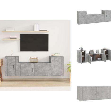 Ensemble de meubles TV 3 pcs Gris béton Bois d'ingénierie - Meuble Tv Gris - Meuble Tv Mural - Ensemble Meuble Tv - Rangement Tv - Meuble Media - Ensemble De Meubles TV - Ensembles De Meubles TV - Meu (1/5)