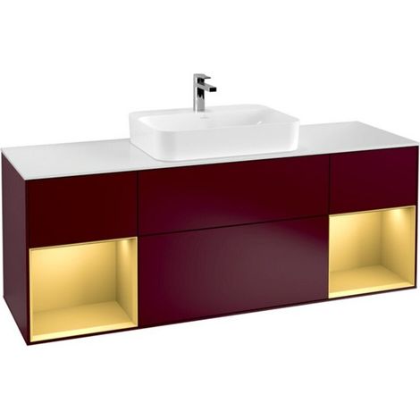 V&B Waschtischunterschrank Finion 160x60, Pl wh. m, Reg gol m Lac, Peo m (1/2)