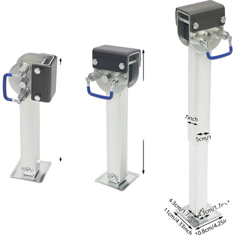 Crick de stabilisation, capacité de charge de 1500 kg, manivelle ergonomique, Argent (1/2)