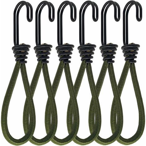 6 Stück Gummispanner mit Haken, Haken für Spanner oder Bungee-Seil, elastische Gummispanner, für Banner, Zelte, Schlafsäcke, Planen