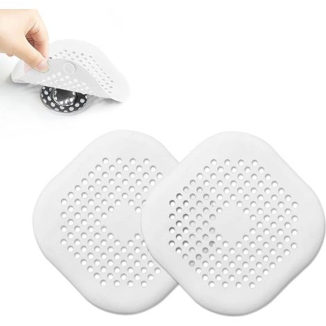 Lot de 2 attrape-cheveux en silicone pour salle de bain,baignoire,cuisine,lavabo et évier (blanc,blanc)