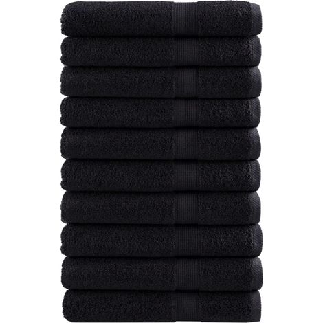 Premium-Handtücher SOLUND 10 Stk. Schwarz 100x200 cm 600 g/m² (1/5)