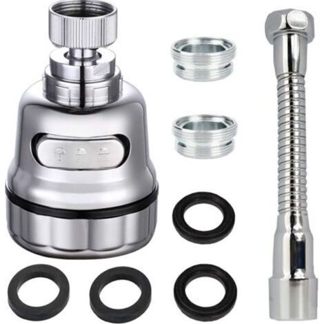 Kitchen Faucet Aerator, 360 Degree, 3 Mode, Stainless Steel/Plastic/Silicone, Silver (1/5)