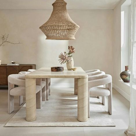 Table à manger en pierre forme organique 150 cm IDAHO (1/5)