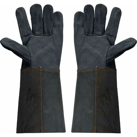 [NEVER USED] Genuine Leather BBQ Welding Gloves Long Sleeve Protective Gloves Against Burnout. Length 38cm