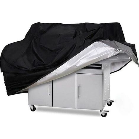 Housse de mobilier de jardin, housse pour barbecue, housse pour grill, protection UV/imperméable/anti-humidité, noire, 145 x 61 x 117 cm (1/4)