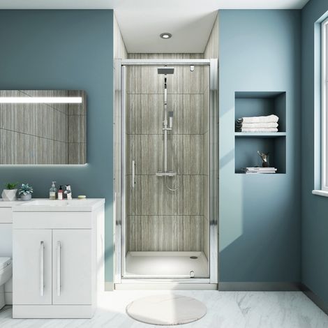 ELEGANT 6mm Safety Glass 800mm Pivot Shower Door Shower Enclosure with 1500 x 800mm Shower Tray (1/5)