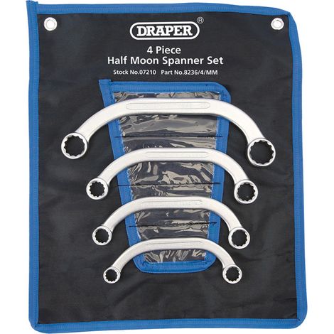 Draper 4-Piece Half Moon Obstruction Ring Spanner Set (Model 07210)