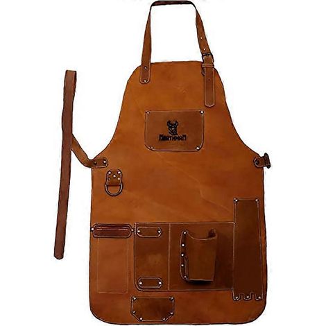 Tablier en cuir véritable pour forgeron, serveur, charpentier - Fait main pour barman, boucher, métallurgiste, chef ( )