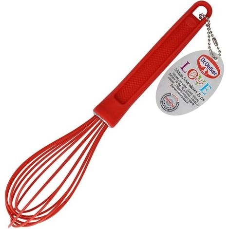 Fouet Cuisine Silicone - 1 Pièce - Silicone Platine - Résistant Chaud Froid - Pour Casseroles Antiadhésives - 25 cm Rouge (1/4)