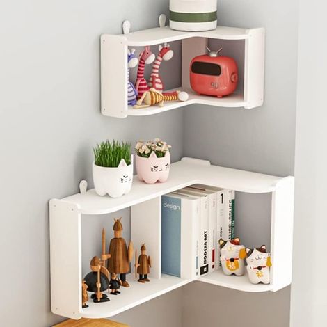 TrAdE Shop Traesio - Mensole Angolare In Legno Scaffali Da Parete Per Camera Libreria Soggiorno Bagno Cucina - (1/5)