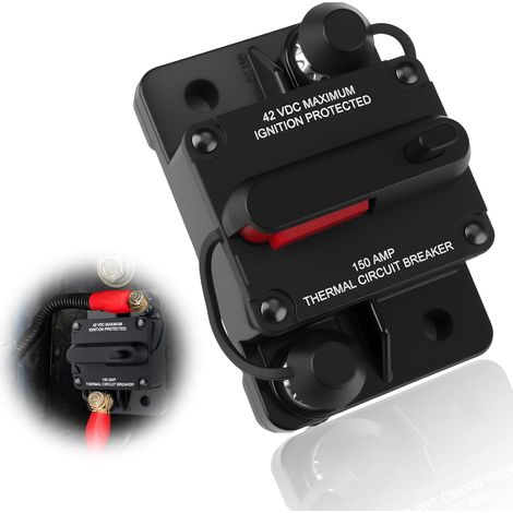 150A Schutzschalter Mit Manuellem Reset, Wasserdichter Sicherungsautomat DC 12V–48V, Inline Leistungsschalter Für Auto Boot Marine LKW Wohnmobil Und Audio Systeme